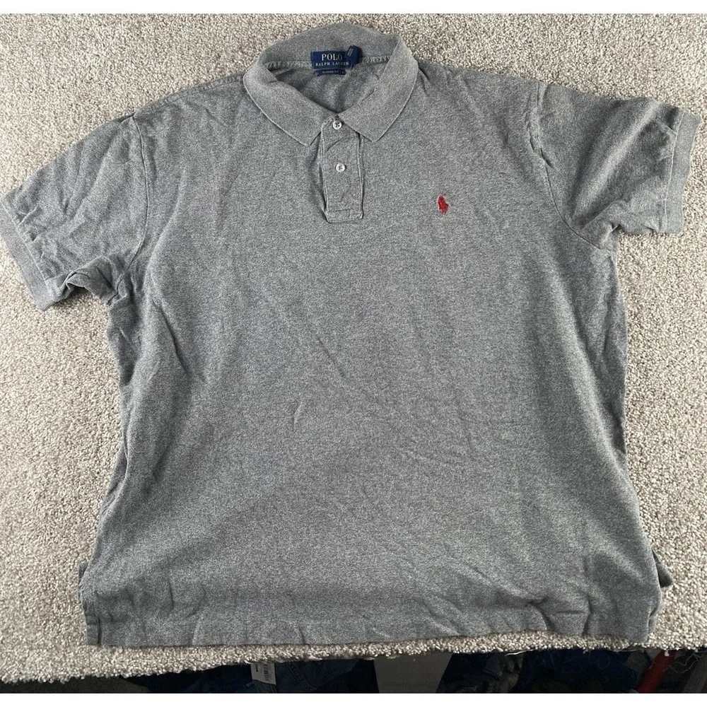 Polo Ralph Lauren Gray Color Rush Polo Mens XL Classic Red‎ Pony Cotton Preppy